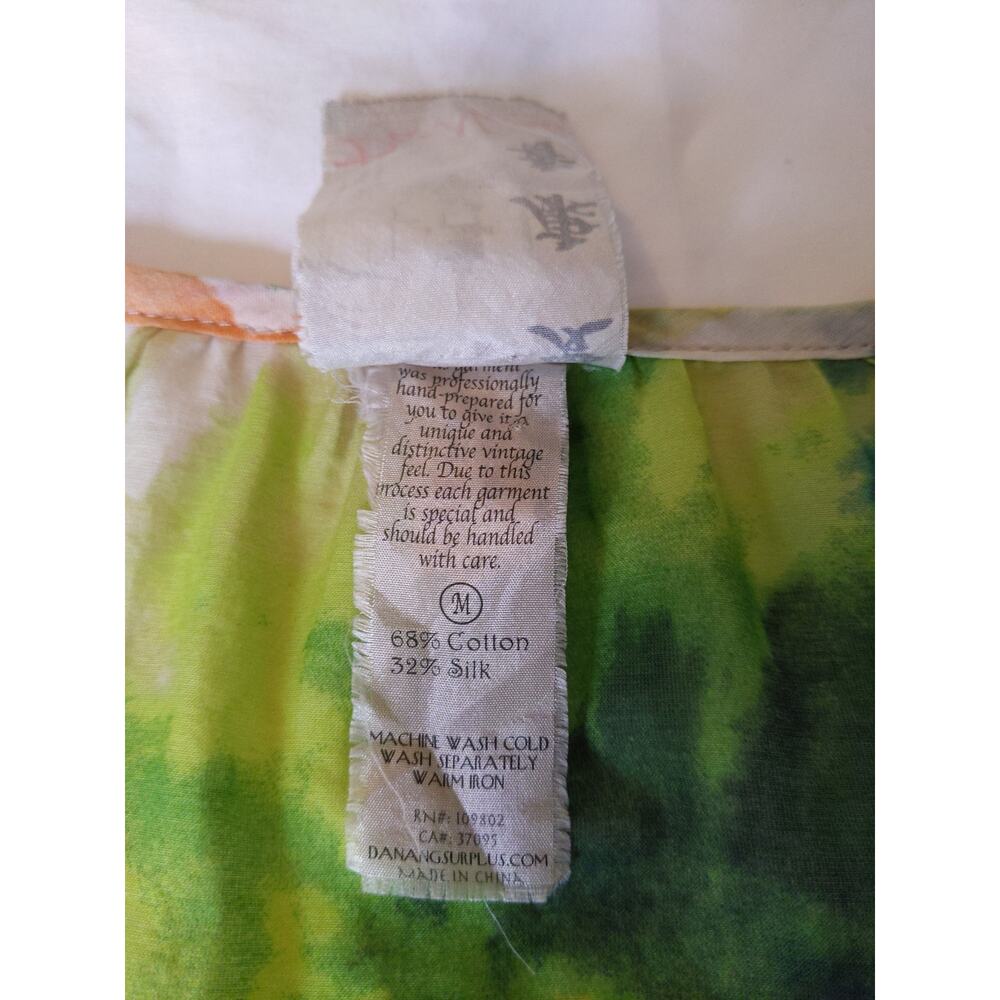 Da-Nang Watercolor Floral Silk Cotton Button Tank Top Boho Artsy Medium - Picture 4 of 7